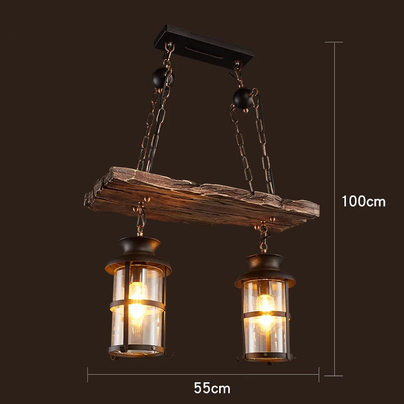 Retro Wood E27 LED Ceiling Lamp Antique Industrial Chandelier Lighting LOFT Bar luminaire Vintage Pendant Lights lustre