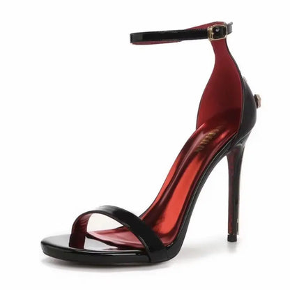 2026 Fashion Patent Leather High-Heeled Sandals for Women Luxury Designer Shoes with Fine Heel Sexy High Heels Elegant Zapatos