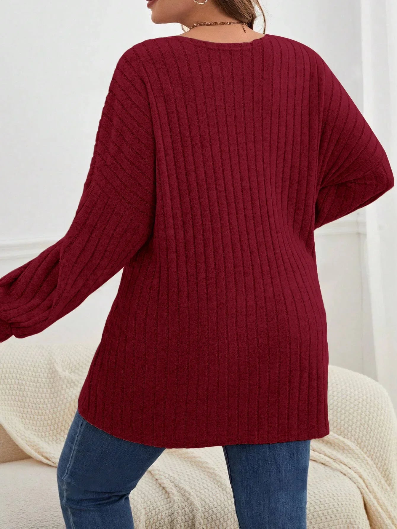 Autumn and Winter  Plus Size Women's 1XL-5XL Solid Color Loose Cardigan Top Women's Long Sleeved Knitted Jacket