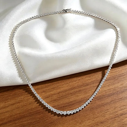 Kanolan Moissanite Tennis Necklace for Women 925 Sterling Silver 18K White Gold 3 Claw Graduated Necklace Luxury Wedding Jewelry