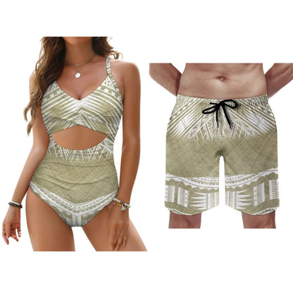 New Bikini Swimwear Swimwear Beach Couple Set Men's Swimwear Women's Push Up Swimwear Sexy Bikini Underwear Lace Up Adjustment