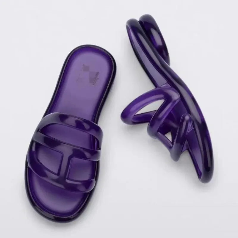 Summer Women's Slippers Adult Girls Wide Width Thick Bottom 2.8cm Heels Ladies Anti-slip Beach Shoe Jelly Beach Shoes
