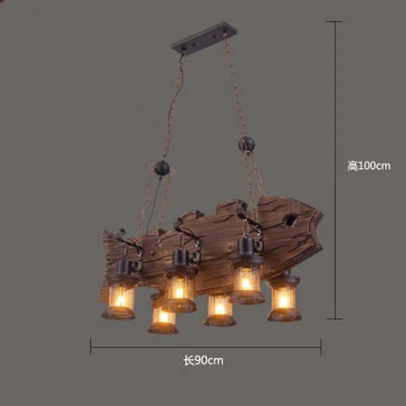Retro Wood E27 LED Ceiling Lamp Antique Industrial Chandelier Lighting LOFT Bar luminaire Vintage Pendant Lights lustre