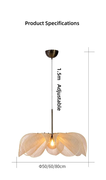Japanese Wabi Sabi Flower Chandelier French Fabric Modern Ceiling Pendant Lights Living Bedroom Home Decor Lighting Hanging Lamp