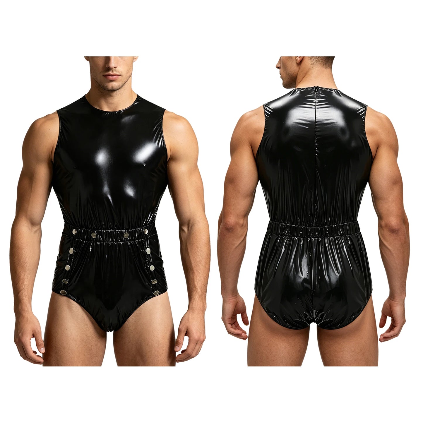 Men Women Waterproof Glossy Bodysuit Leak-proof Washable Diaper Cover Elderly Bedridden Special Needs Adaptive Jumpsuit Swimwear
