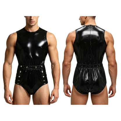 Men Women Waterproof Glossy Bodysuit Leak-proof Washable Diaper Cover Elderly Bedridden Special Needs Adaptive Jumpsuit Swimwear