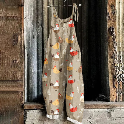 Suspenders Jumpsuits Women Print One Piece Pocket Overalls Sling Long Pants Casual Loose High Waist Rompers Y2k Streetwear 2025