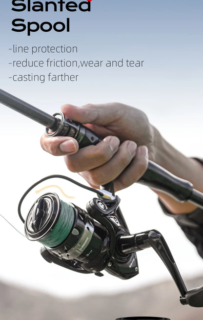 HANDING Lite Spinning Reel 5,2:1 Gear Ratio Black Spinning Reel 7kg Max Drag Spinning Reel 1000-6000Size 3+1 Ball Bearings