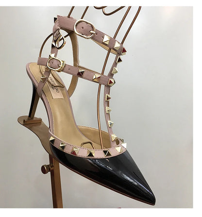Nude Black Woman heeled sandals Summer Slingbacks High Heels luxury Leather Fashion Brand Designed sandals elegant Prom Shoes