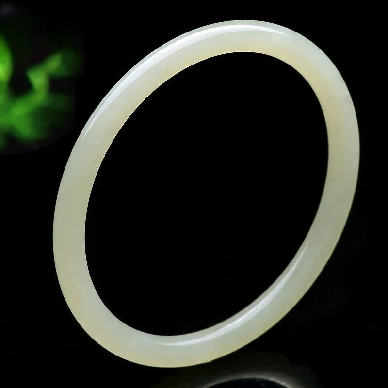 Natural Hetian Jasper Bracelet Green  White Jade Fine Round Female Jingle Bangles Fashion Exquisite Luxury Jewelry Holiday Gifts