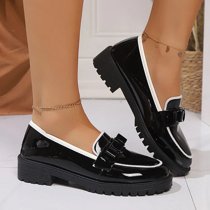 European and American Luxury Womens Leather Shoes Autumn New Outdoor Leisure Loafers Fashion Lacquer Leather Women's Shoes