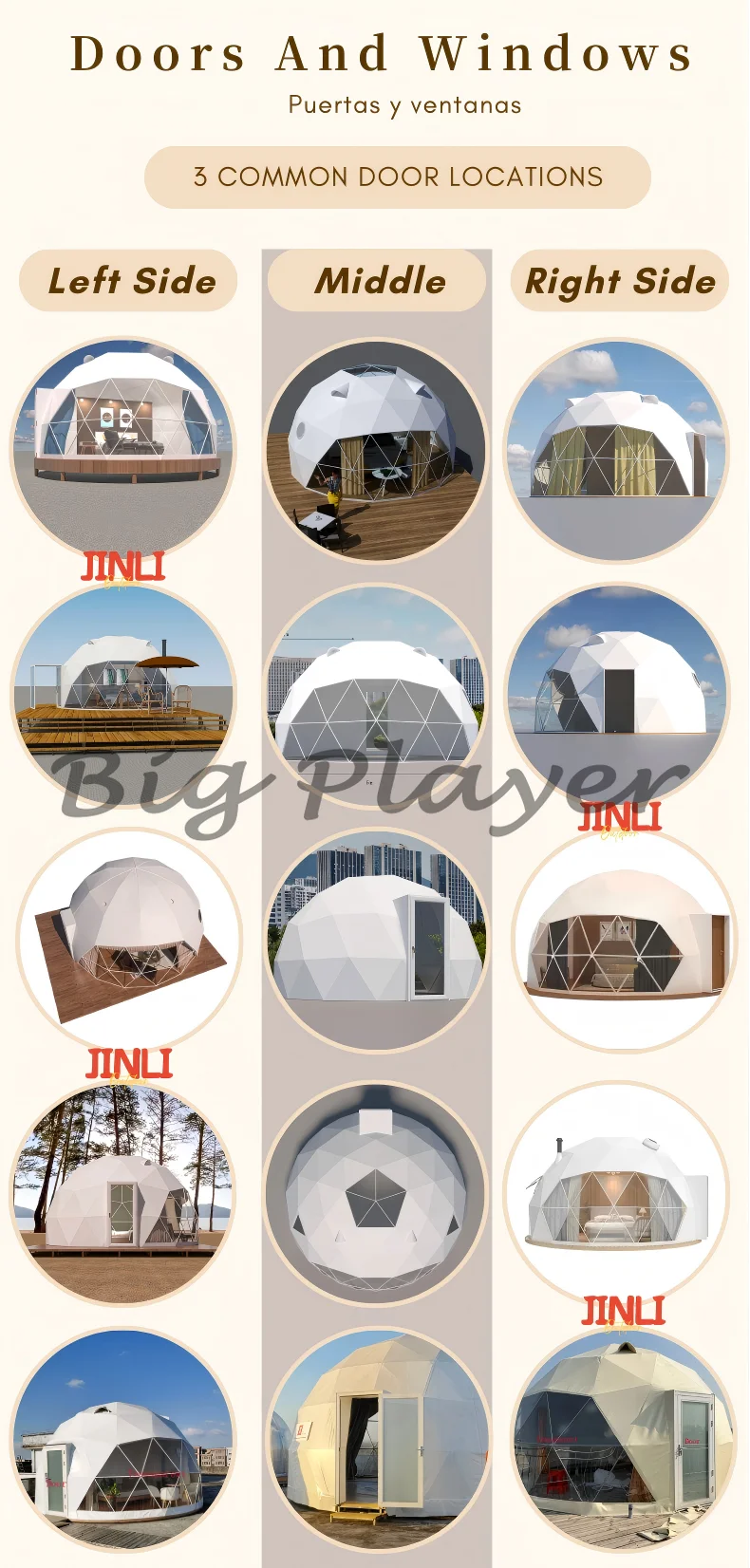 4 Season Glamping Dome Tent, Luxury PVC Canvas Living Dome, Factory Direct Cheap Price for Hotel & Leisure Use