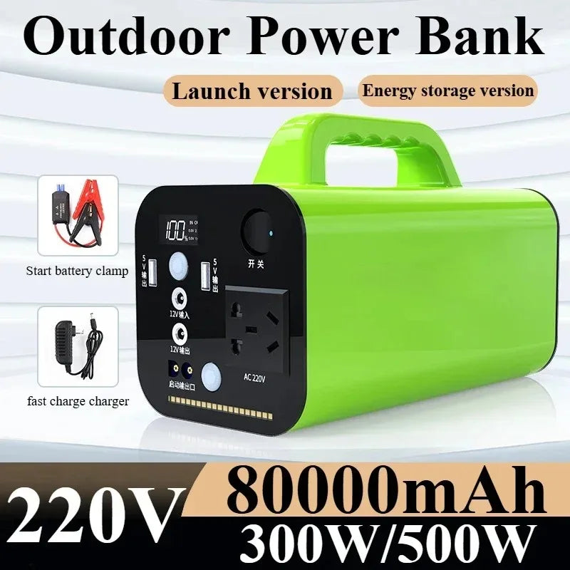500W 80000mah Portable Power Station Emergency Power Supply Charging Station 220v for Home Power Bank Generator Battery Backup