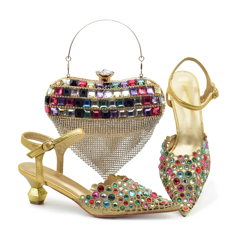 Hot Selling Pointed Toe Ladies Shoes Matching Bag Set for Nigeran Wedding Party Pumps Shoes for Women 2026 Designer Luxury