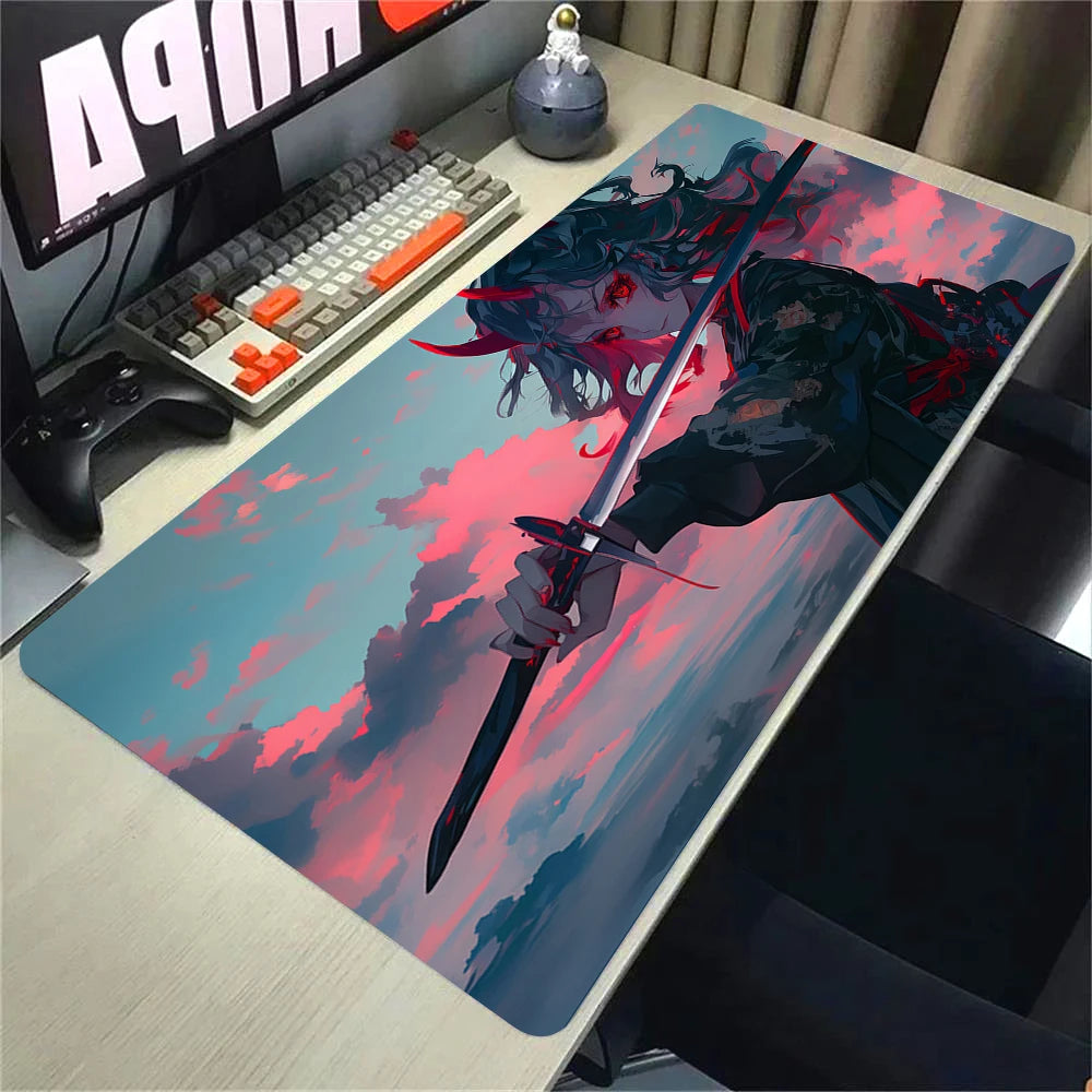 Japanese Girls Samurai Mouse Mat XL Aesthetics Mouse Pad Gaming Laptop Table Mat Office accessories Pc Cabinet Non-slip Carpet
