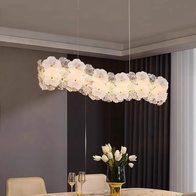Modern Lustre Glass Flower Led Chandeliers Lighting Living Dining Room Pendant Lights Home Decor Bedroom Hanging Lamp Luminaire