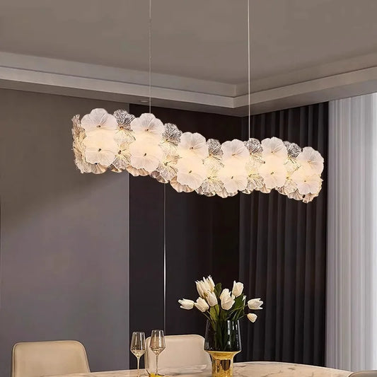 Modern Lustre Glass Flower Led Chandeliers Lighting Living Dining Room Pendant Lights Home Decor Bedroom Hanging Lamp Luminaire