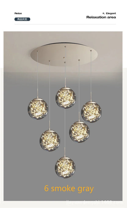 Starry Sky Staircase Lamp Long Chandelier Nordic Design Duplex Corridor Light Luxury Creative Pendant Lights Apartment Hall