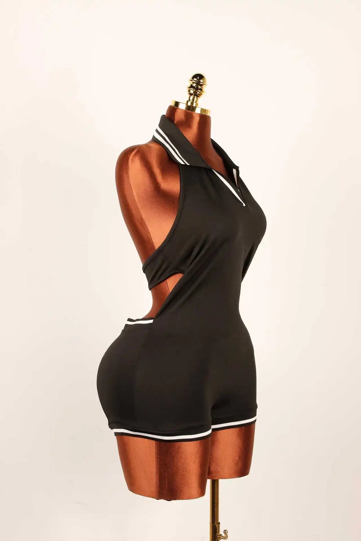 HLJ&GG Summer New Stripe Halter Lapel One Piece Rompers Women Sleeveless Backless Bodycon Jumpsuits Sexy Stretchy Overalls 2025