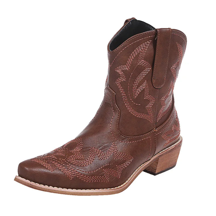 Boots Women New 2026 Winter  Luxury Designer Embroidered Ankle Boots for Women Ladies Pointy Fashion Rubber Footwear Women Shoes