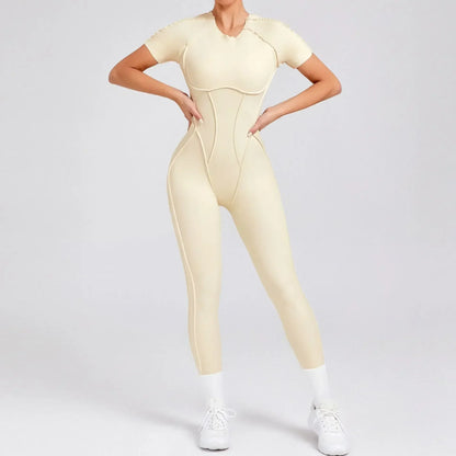 Yoga Sports Fitness Jumpsuits Sets Pants Women's Hip-lifting One-piece Open Back Long-sleeved Outdoors Workout Gym Yoga Bodysuit