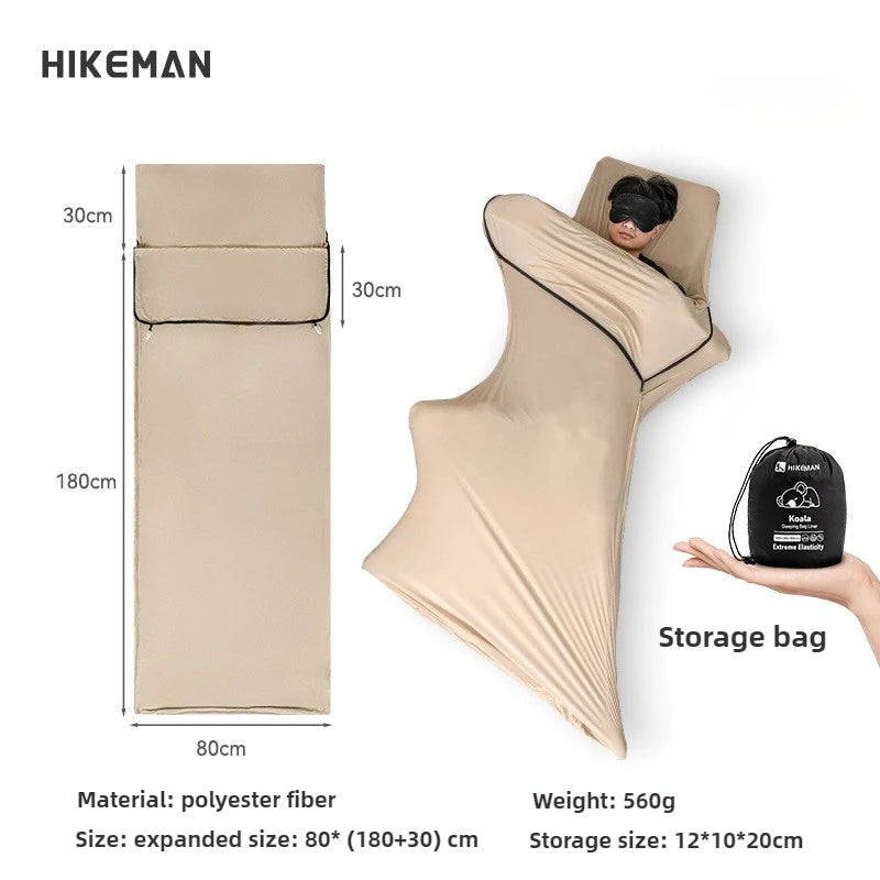 HIKEMAN Ultralight Portable Camping Sleeping Bag Liner Elastic Envelope Style for Adults Outdoor Hiking Washable Hotel Use
