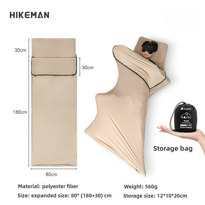HIKEMAN Ultralight Portable Camping Sleeping Bag Liner Elastic Envelope Style for Adults Outdoor Hiking Washable Hotel Use