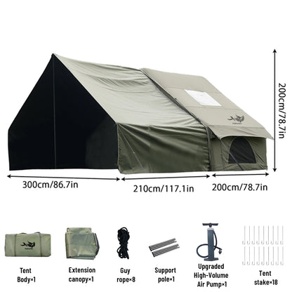 PAKICETUS Luxury Inflatable Camping Tent with Skylight Quick Setup Blow Up Tent with Air Pump 4-6 Persons Large Family Portable Outdoor Tent for Camping Hiking Backyard