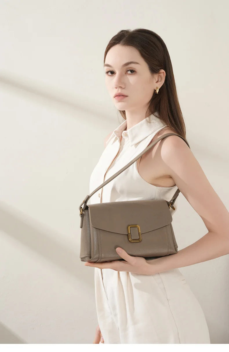 Women's Genuine Grade Cow  Leather Shoulder Crossbody Purse Bag Luxury Designer Ladies Underarm Bag Female Small Square Bag New