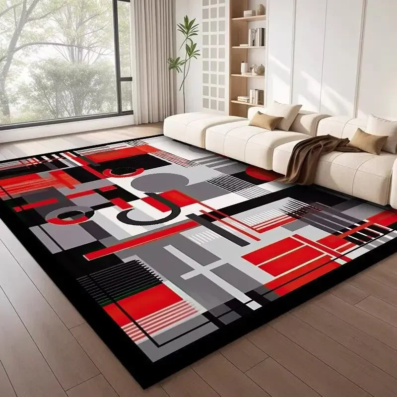 Nordic Style Geometric Large Rugs for Living Room Modern Decoration Home Carpet Light Luxury Bedroom Rug  Washable Mat