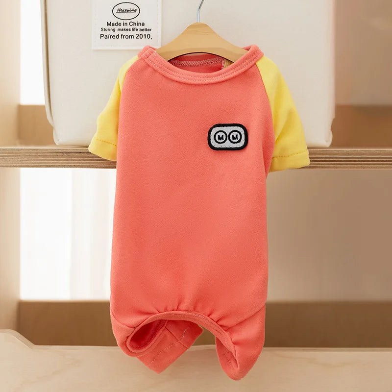 Autumn Winter Warm Dog Clothes Four-legged Color-blocking Dog Sweatshirt Soft Skin-friendly Pet Clothes for Dog Cat Pet Supplies