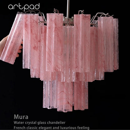 Designer Murano Ceiling Chandeliers Pink Colorful Glass LED Hanging Pendant Lights for Living Dining Room Bar Villa Art Lighting