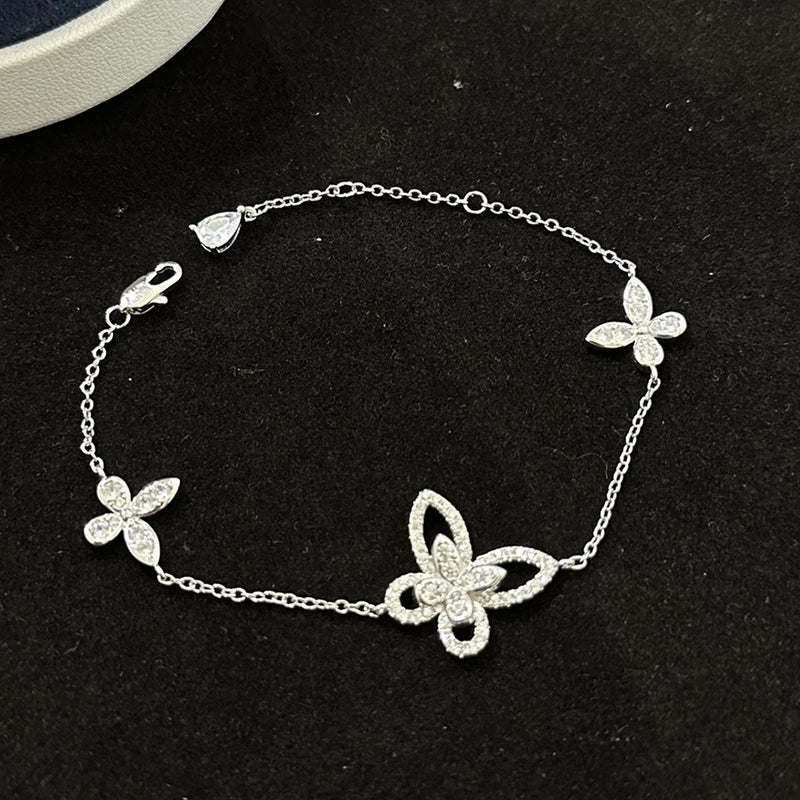 Classic S925 sterling silver phantom butterfly hollow out women's bracelet. Exquisite gifts. Luxury Jewelry