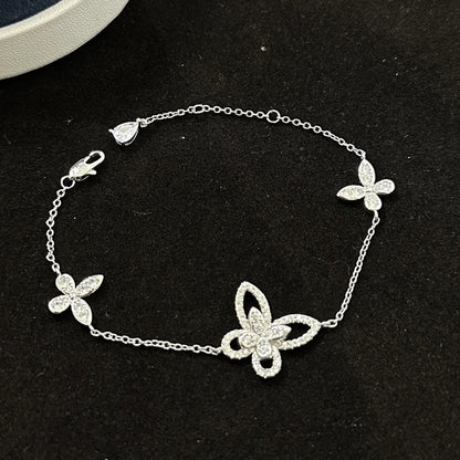 Classic S925 sterling silver phantom butterfly hollow out women's bracelet. Exquisite gifts. Luxury Jewelry
