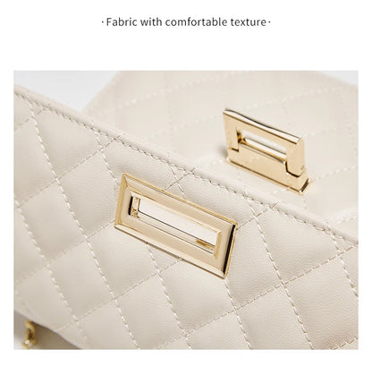 FOXER 2026 Women White Quilted Crossbody Bag Luxury Leather Chain Shoulder Bag Fashion Lady Flap Square Purse for Casual & Party