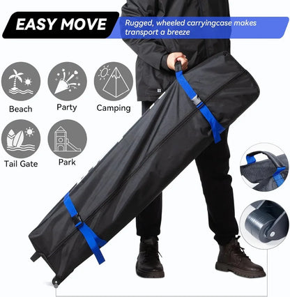 10x10 Pop Up Canopy Tent w/ Sand Bag, Sun Shelter for Camping, One Person Setup, Height Adjustable, Blue