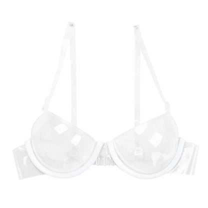 Womens Sexy Belly Dancing Clubwear Wetlook Glossy Patent Leather Bra Top Lingerie Nightclub Rave Outfit Pole Dance Bra Brassiere