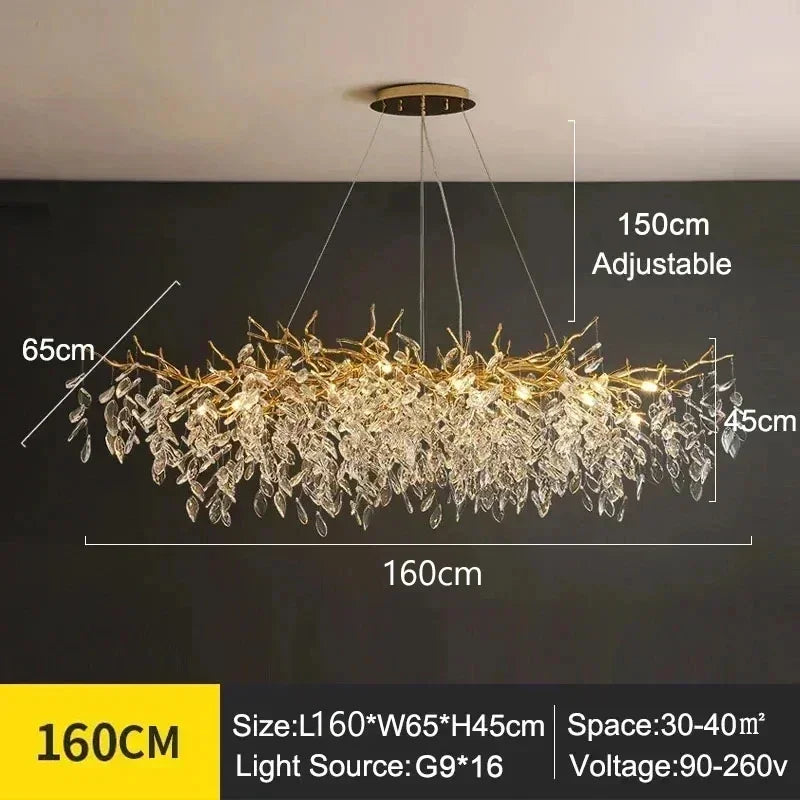 Luxury Modern Crystal Ceiling Chandelier Led Pendant Lamp Dining Table Living Room Bedroom Home Decor Wall Hanging Light Fixture