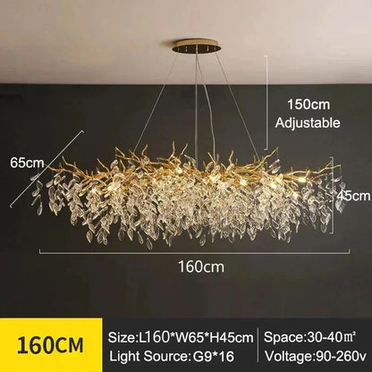 Luxury Modern Crystal Ceiling Chandelier Led Pendant Lamp Dining Table Living Room Bedroom Home Decor Wall Hanging Light Fixture