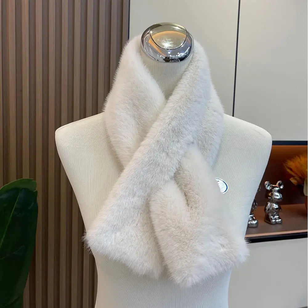 Korean Leopard Print Long Fur Scarfs Winter Y2K Vintage Warm Plush Scarf Fashion Thickened Lengthened Faux Fur Shawl Streetwear