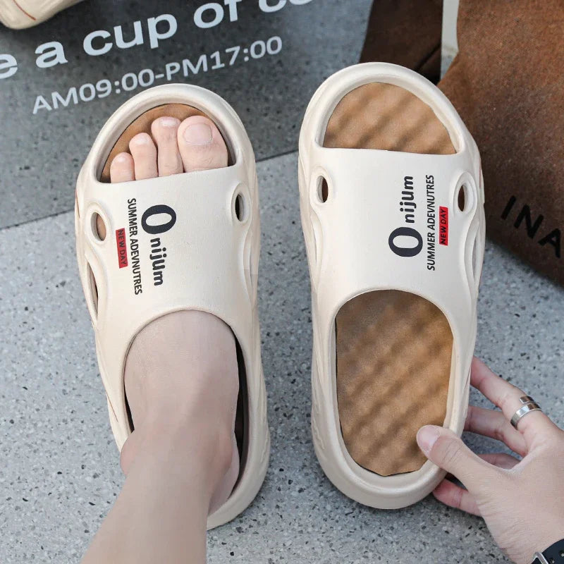 Summer Men's Massage Slippers Indoor Outdoor Sandals Beach Men Casual Shoes Comfortable Slides Flip-flop Men Women Home Slippers