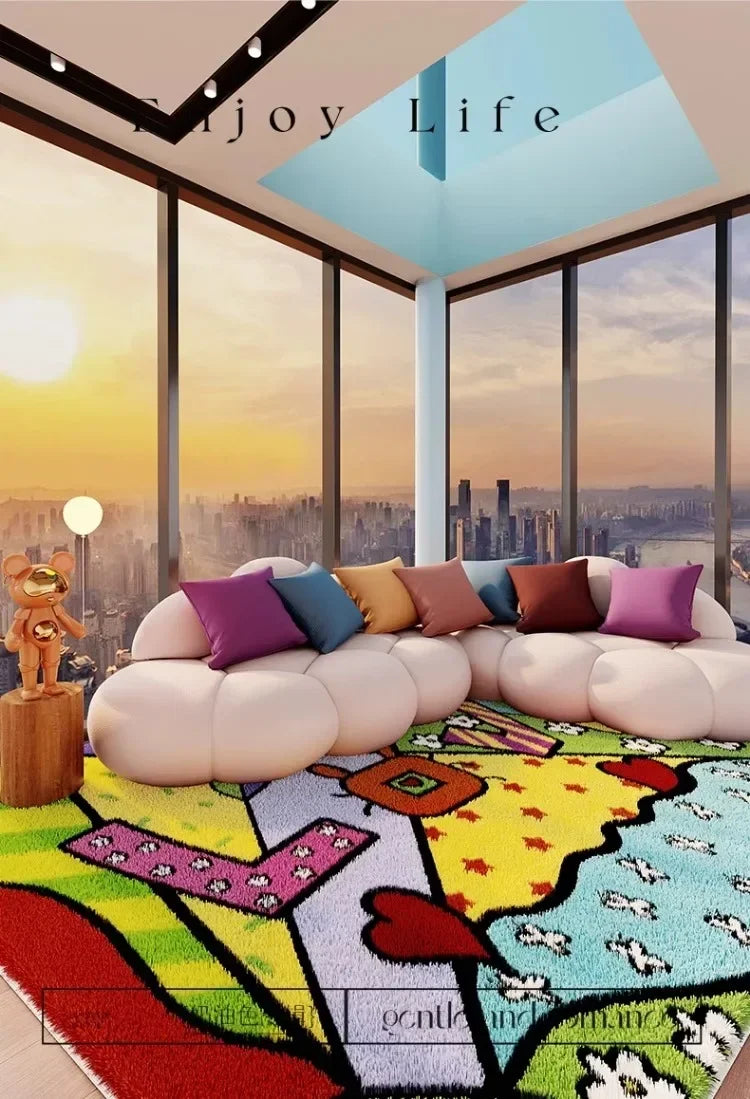 VIKAMA Carpet for Living Room Colorful Large Area Cartoon Bedroom Bedside Plush Rugs Cute IG Sofa Coffee Table Floor Mats