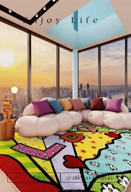 VIKAMA Carpet for Living Room Colorful Large Area Cartoon Bedroom Bedside Plush Rugs Cute IG Sofa Coffee Table Floor Mats