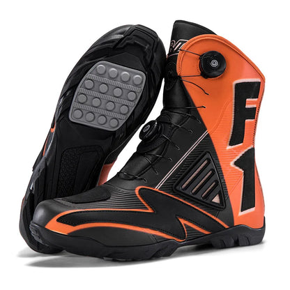 Motorcycle Riding Shoes Moto Boots Men Women High Top Dual Dial Buckle TPU Side Panel Anti Slip Rubber Sole Racing Touring 37-47