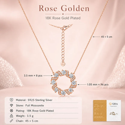 Moissanite Twist Circle Pendant Necklace S925 Sterling Silver Mobius Round Collarbone Chain Fine Jewelry Gift GRA Certified