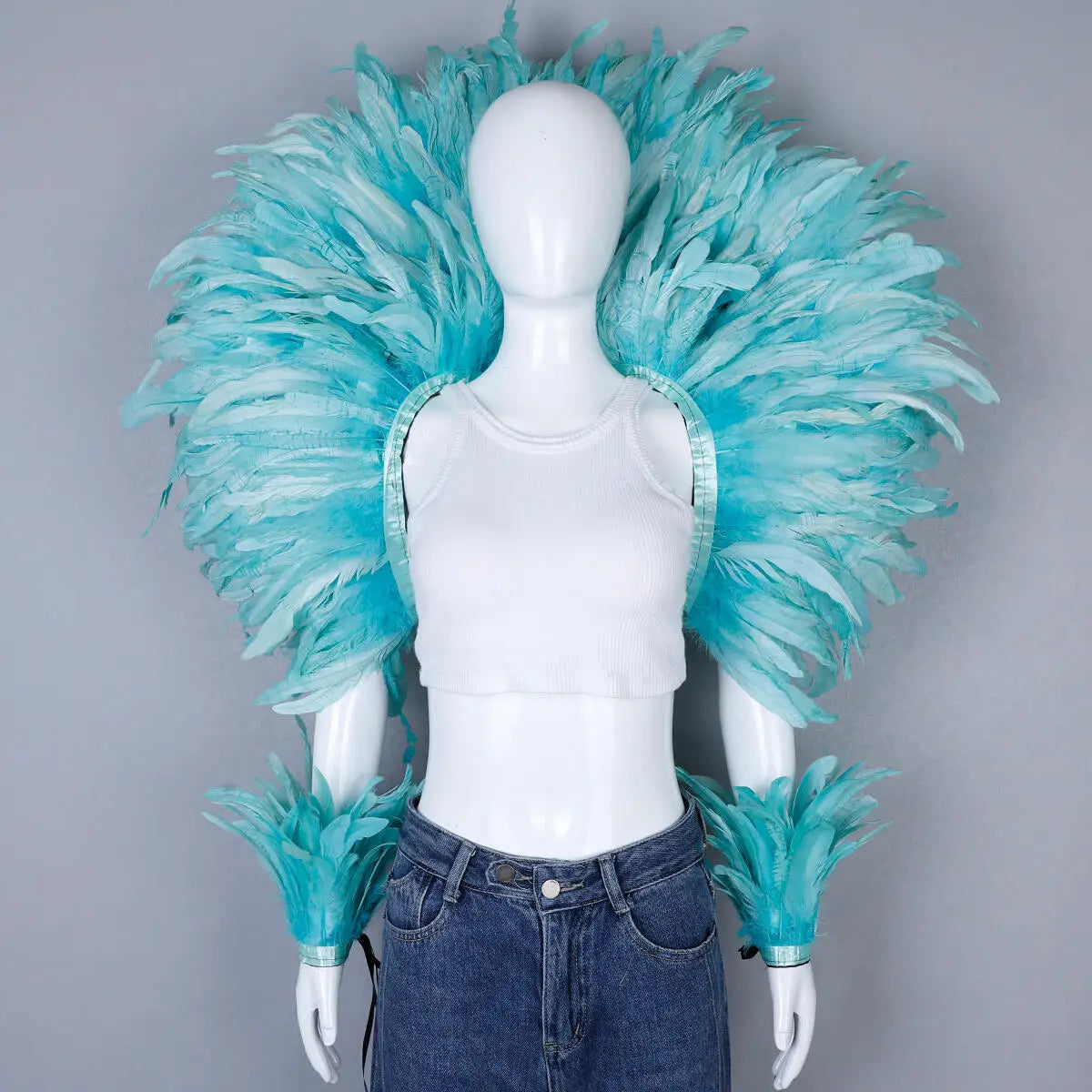 Elegant Women's 2-Piece Shawl Set Cosplay Feather Punk Style for Halloween Masquerade Ball Party Carnival New