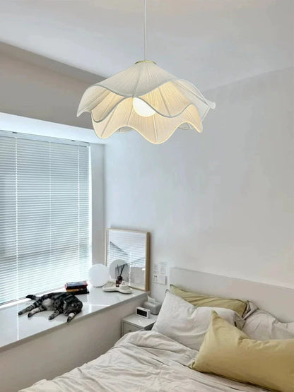 Nordic Minimalist Wabi Sabi Creamy Wind Fabric Chandelier Living Dining Room Bedroom Pendant Lights Home Hanging Lamp Fixture