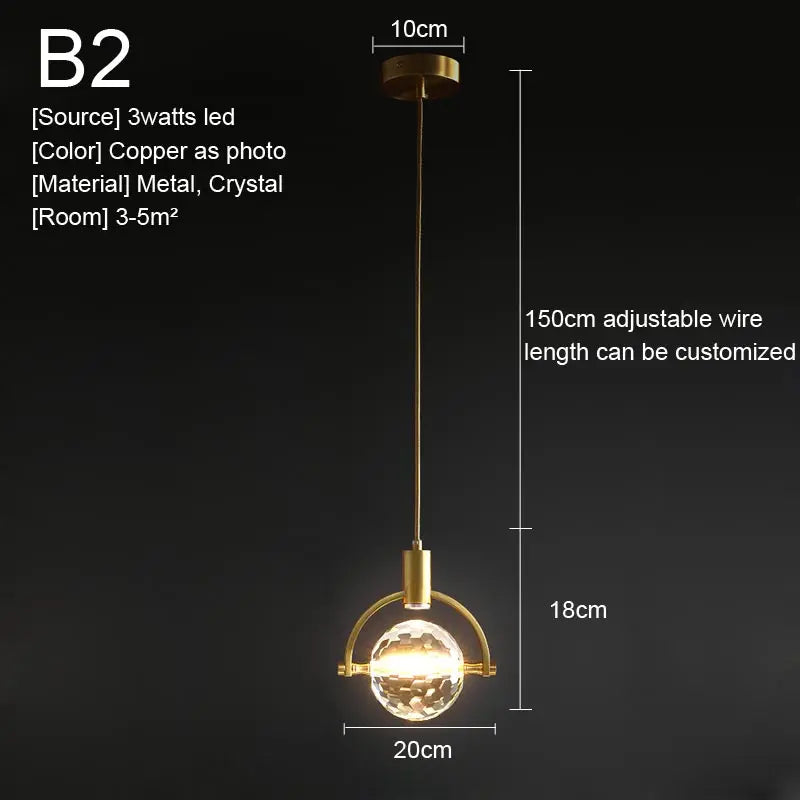 Crystal Led Pendant Lights Kitchen Fixture Suspension Bedside Hanging Lamp Nordic Loft Living Room Dining Room Indoor Home Decor