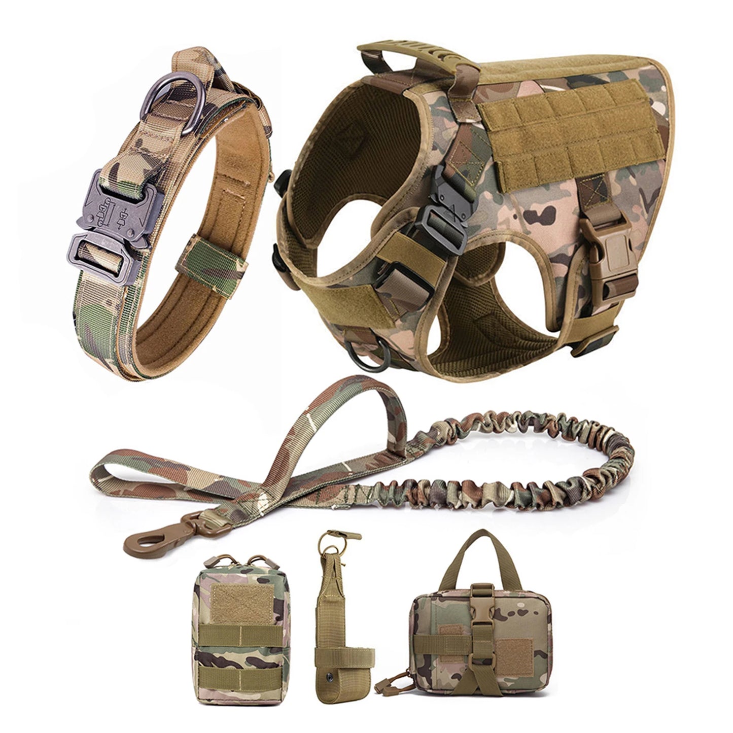 Dog Harness Collar Leash Molle Pouches For Medium Large Dogs Pet German Shepherd Training Walking Vest Tactical Dog Harnesses