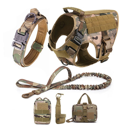 Dog Harness Collar Leash Molle Pouches For Medium Large Dogs Pet German Shepherd Training Walking Vest Tactical Dog Harnesses